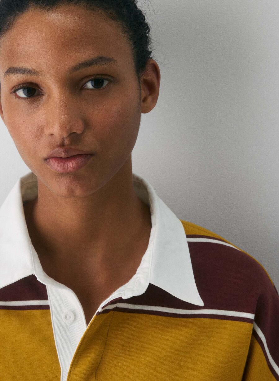 tricou polo cu mânecă lungă mighty cotton lomu gld cst galbensmc maro