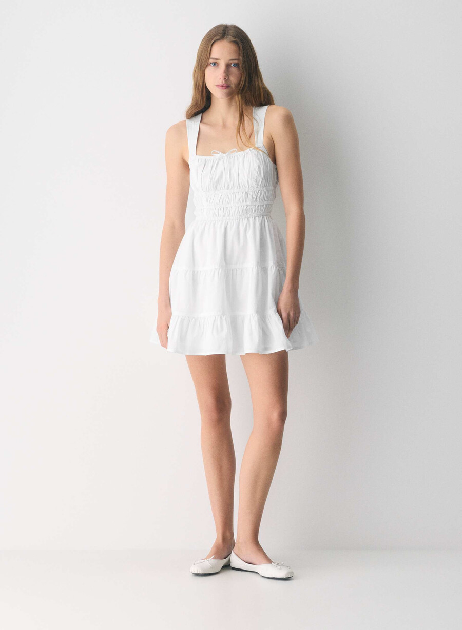 rochie martine din poplin alb strĂlucitor