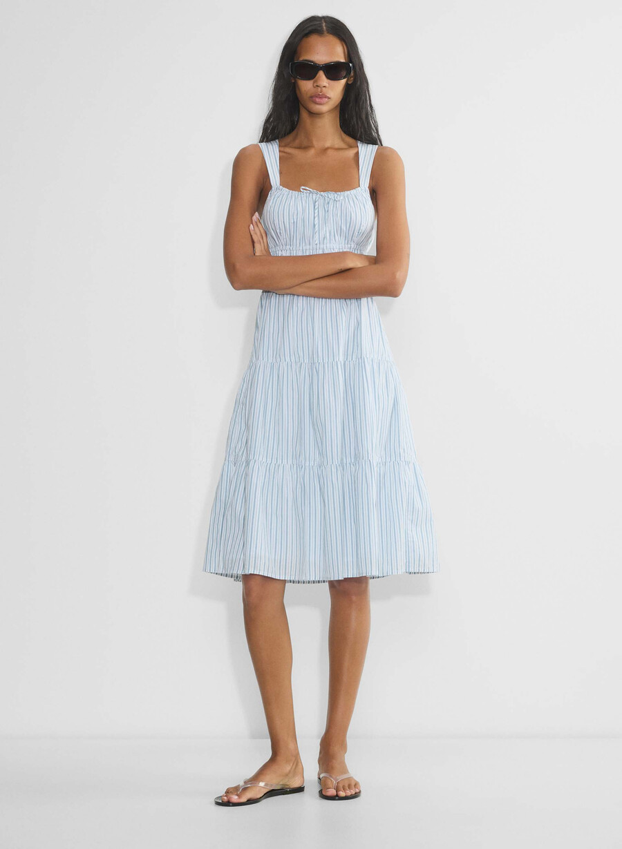 rochie midi martine din poplin dcln strp glmrcnf b