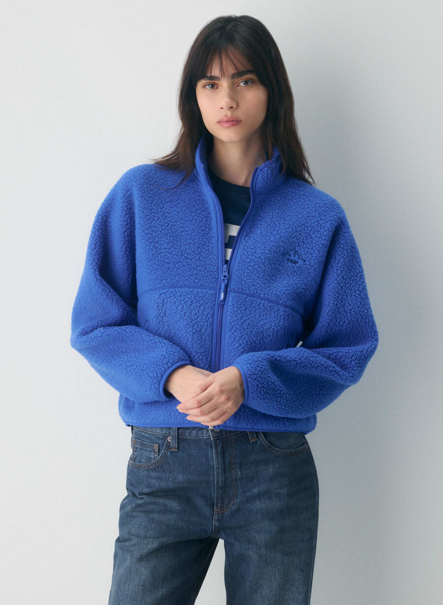 bluză polartec thermal pro cu guler înalt și fermoar culoarea jazz blue