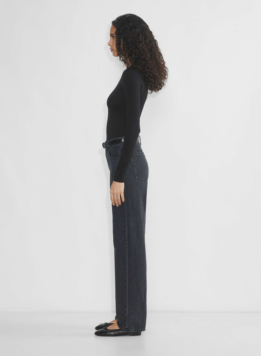 tricou cu mânecă lungă fără cusături model salcie negru