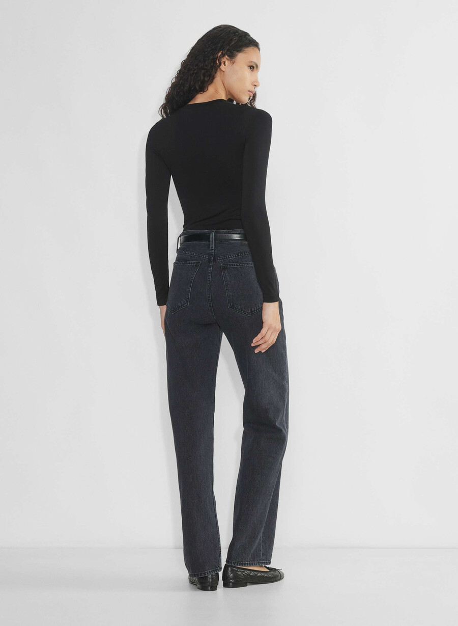 tricou cu mânecă lungă fără cusături model salcie negru