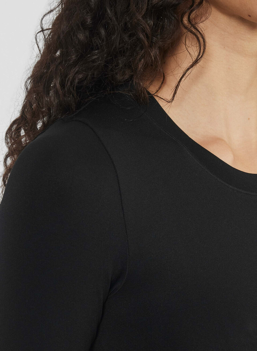 tricou cu mânecă lungă fără cusături model salcie negru