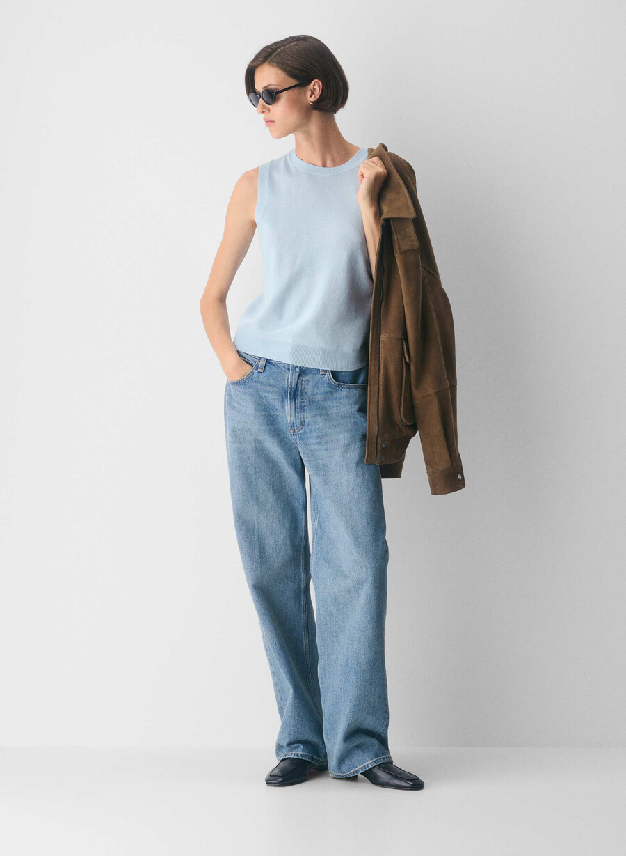 vestă pulover bare cashmere monogram villa blue