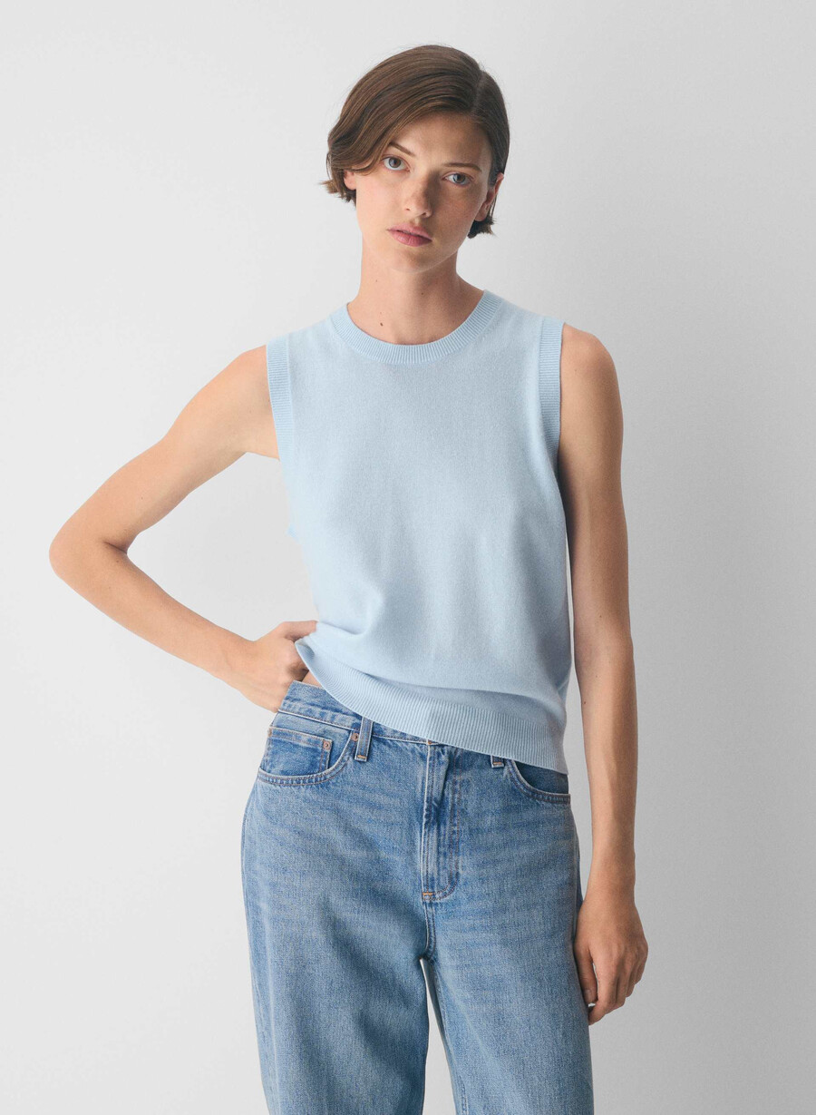 vestă pulover bare cashmere monogram villa blue
