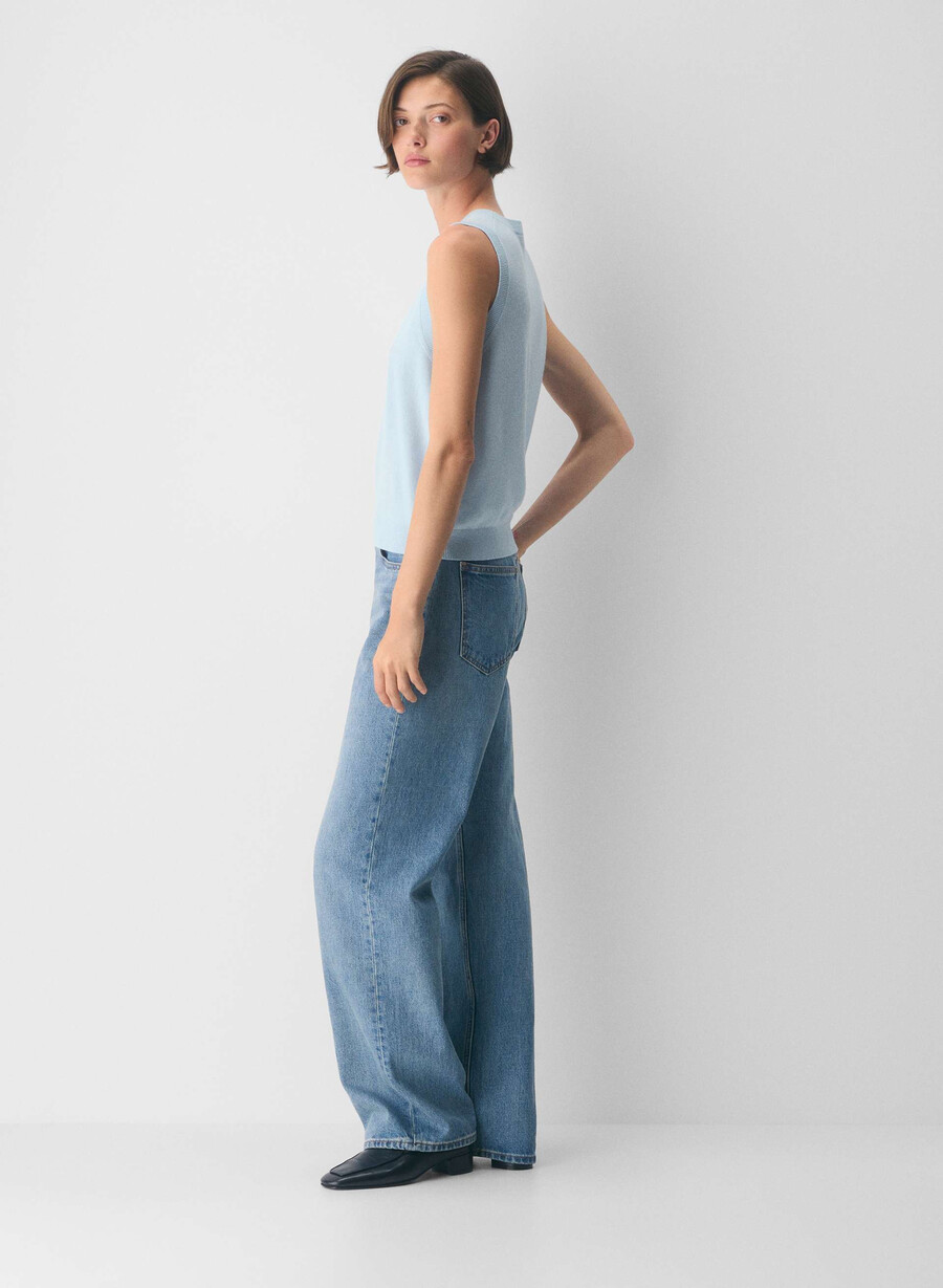 vestă pulover bare cashmere monogram villa blue