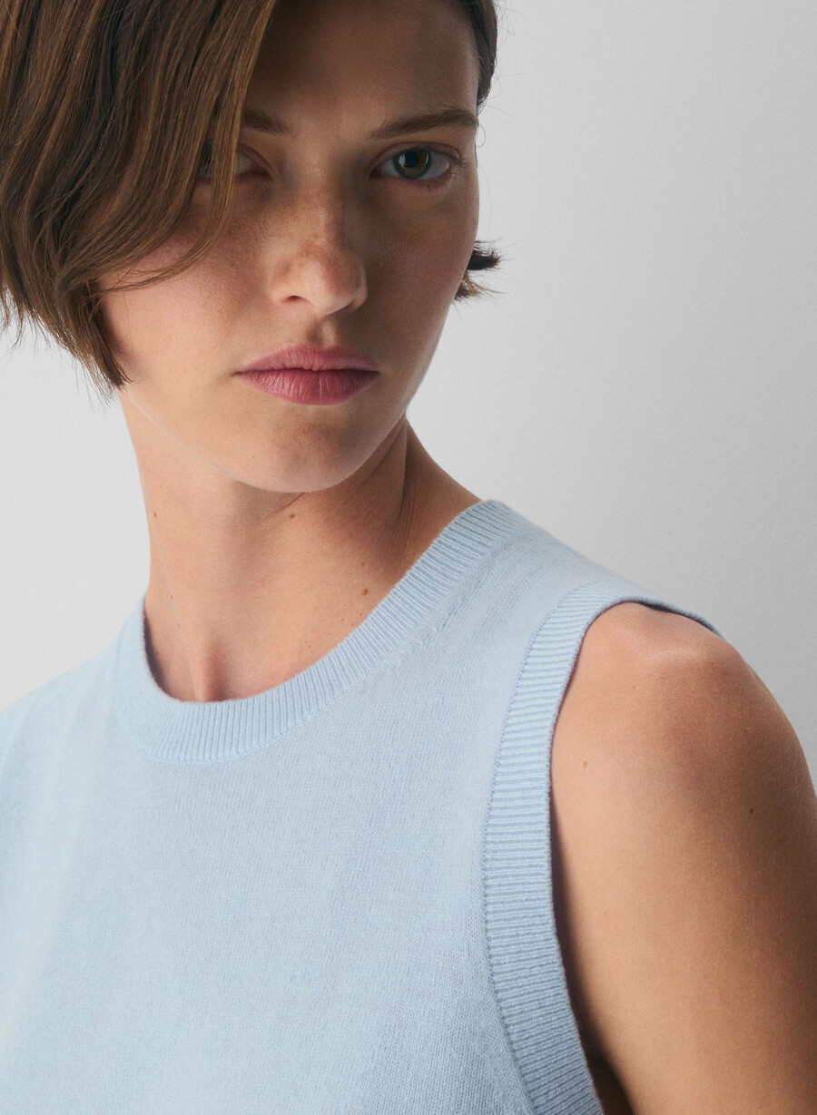vestă pulover bare cashmere monogram villa blue
