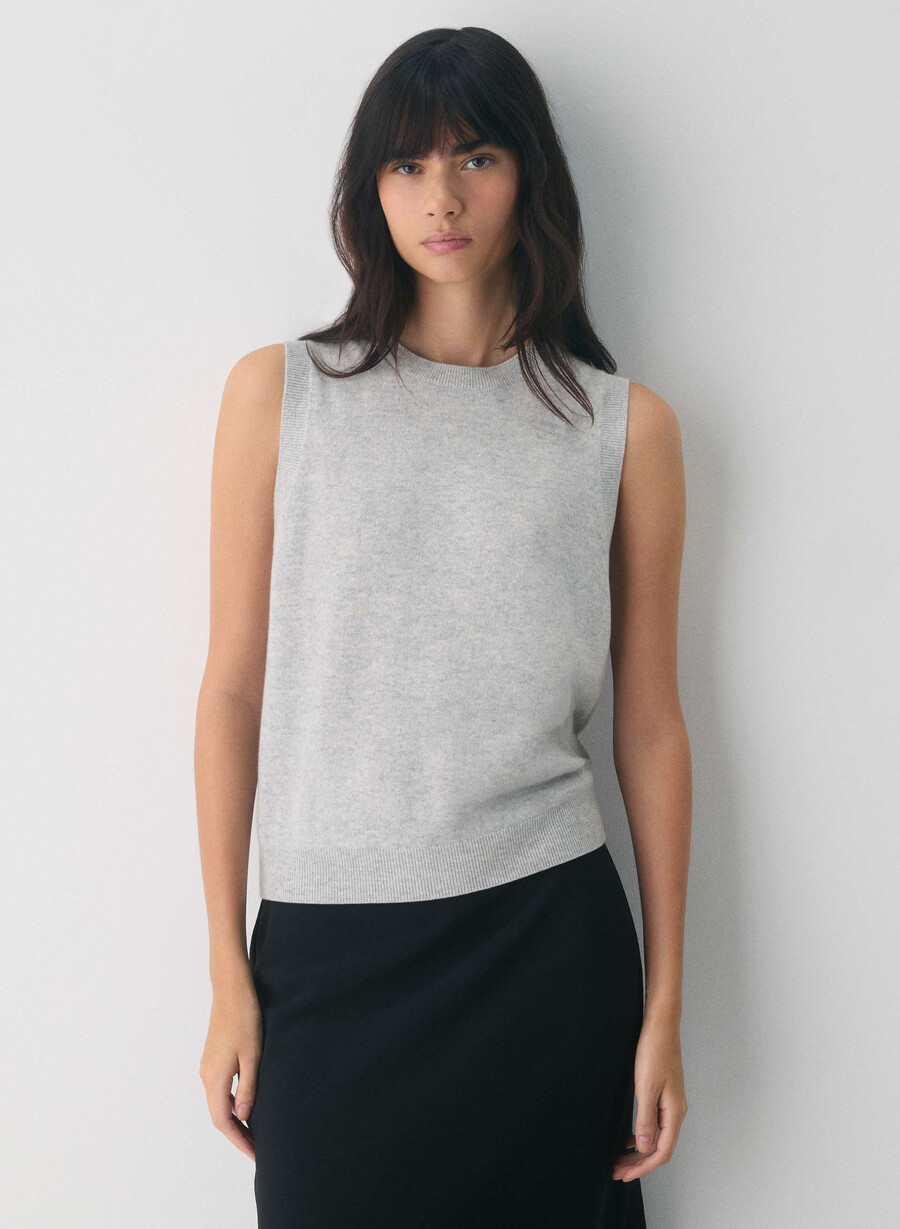 vestă pulover bare cashmere monogram heather chrome