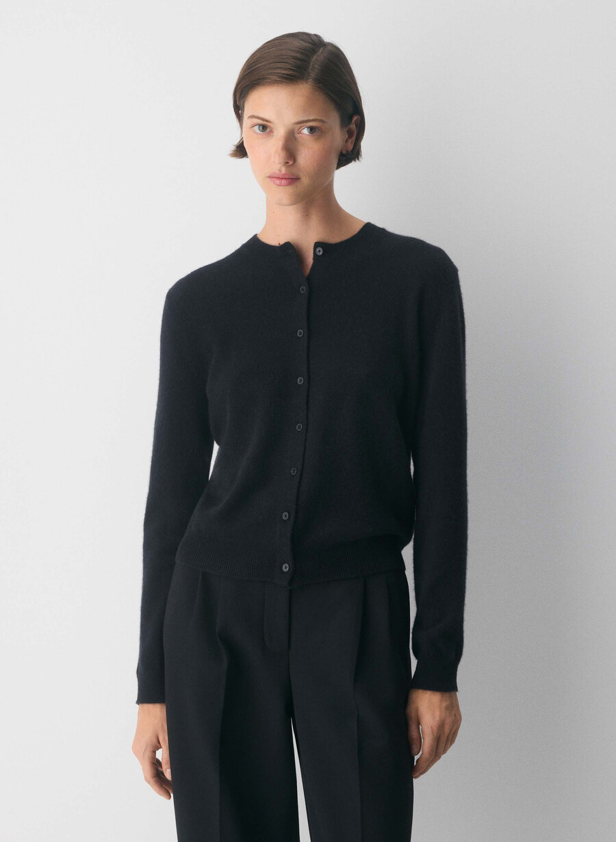 cardigan model cașmir bare negru