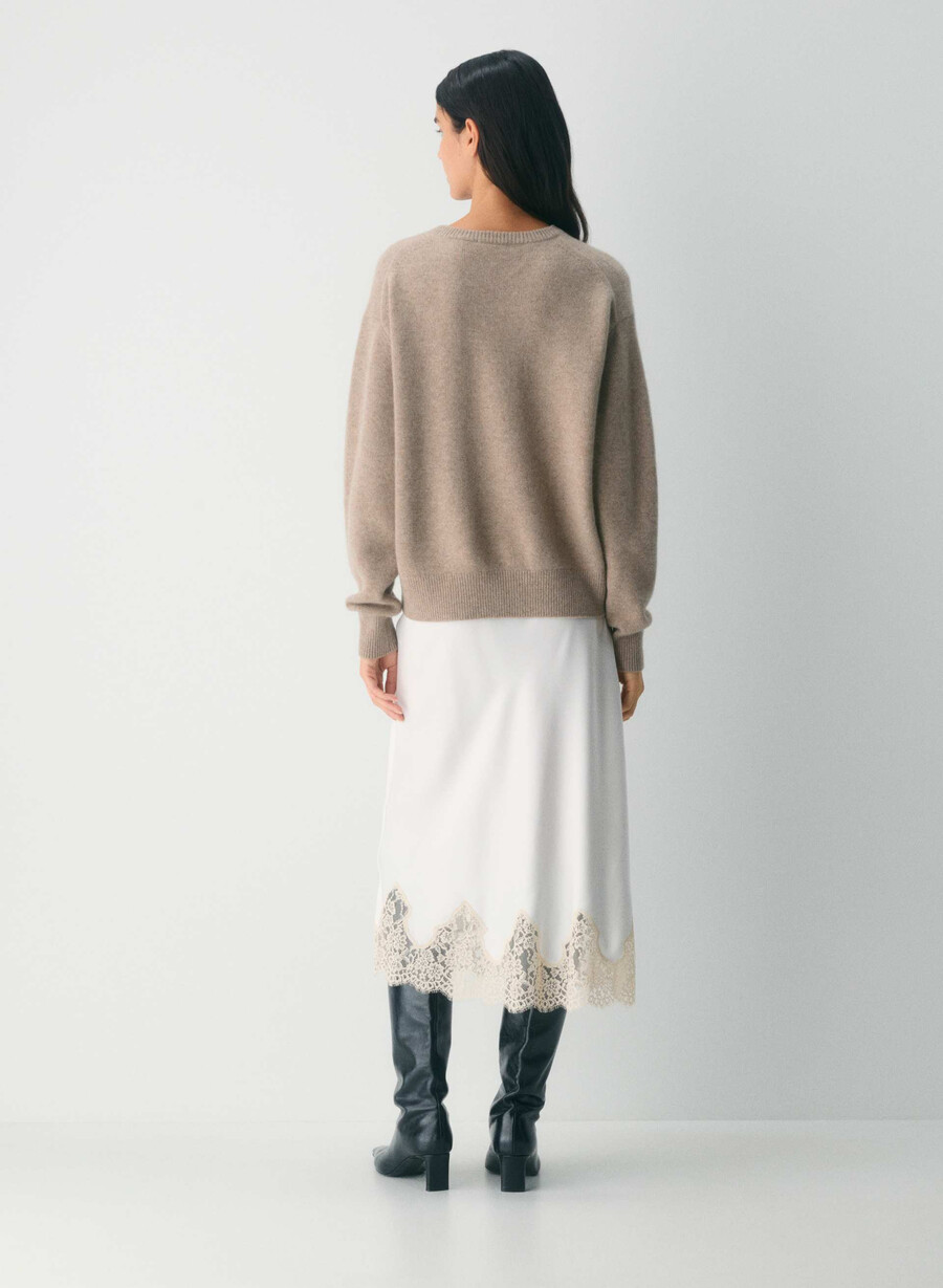 pulover essential cashmere lejer cu decolteu în v nevopsit hthr nmd taupe