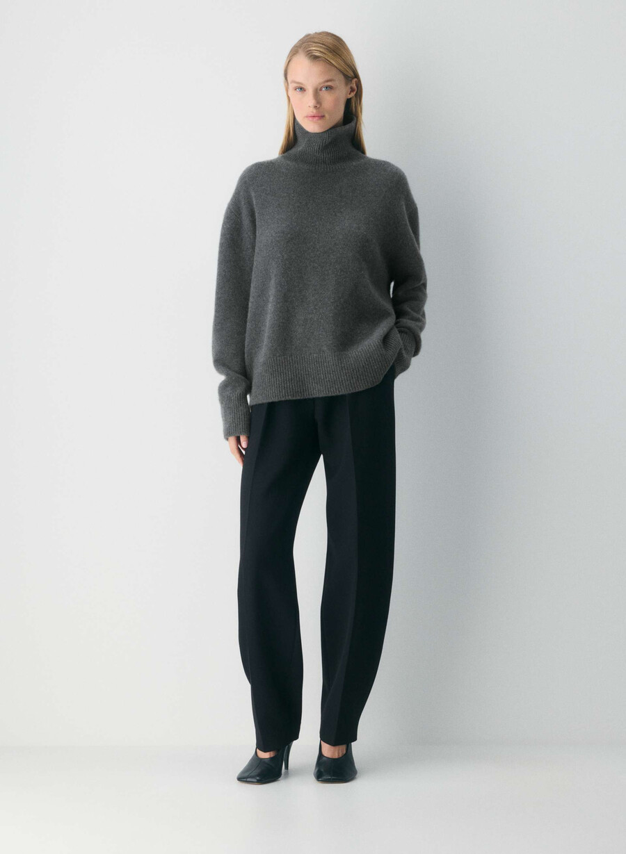 pulover din cașmir supradimensionat culoare heather charcoal