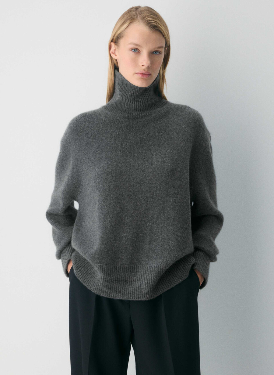pulover din cașmir supradimensionat culoare heather charcoal