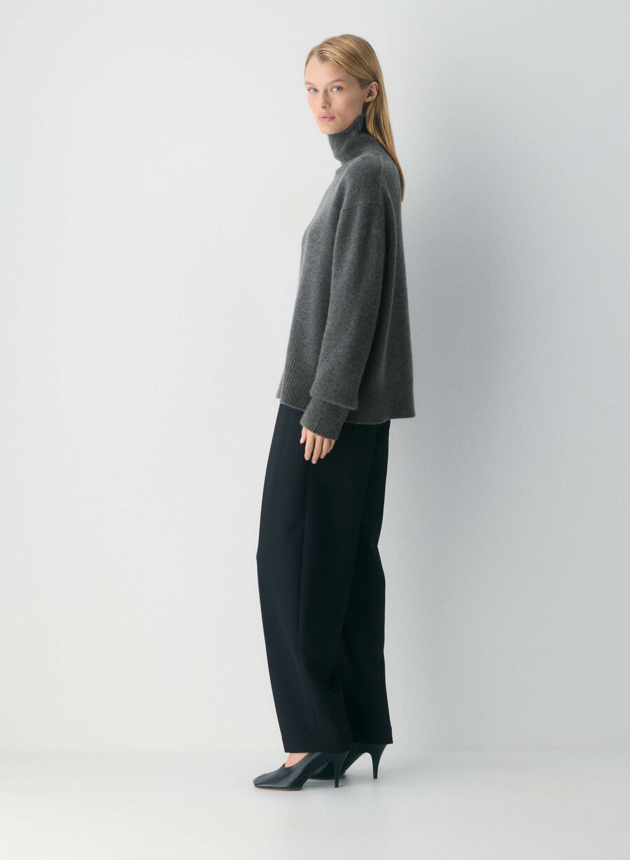 pulover din cașmir supradimensionat culoare heather charcoal