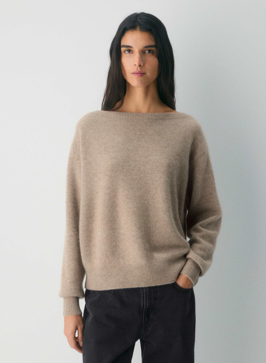pulover esențial din cașmir nuance nevopsit hthr nmd taupe