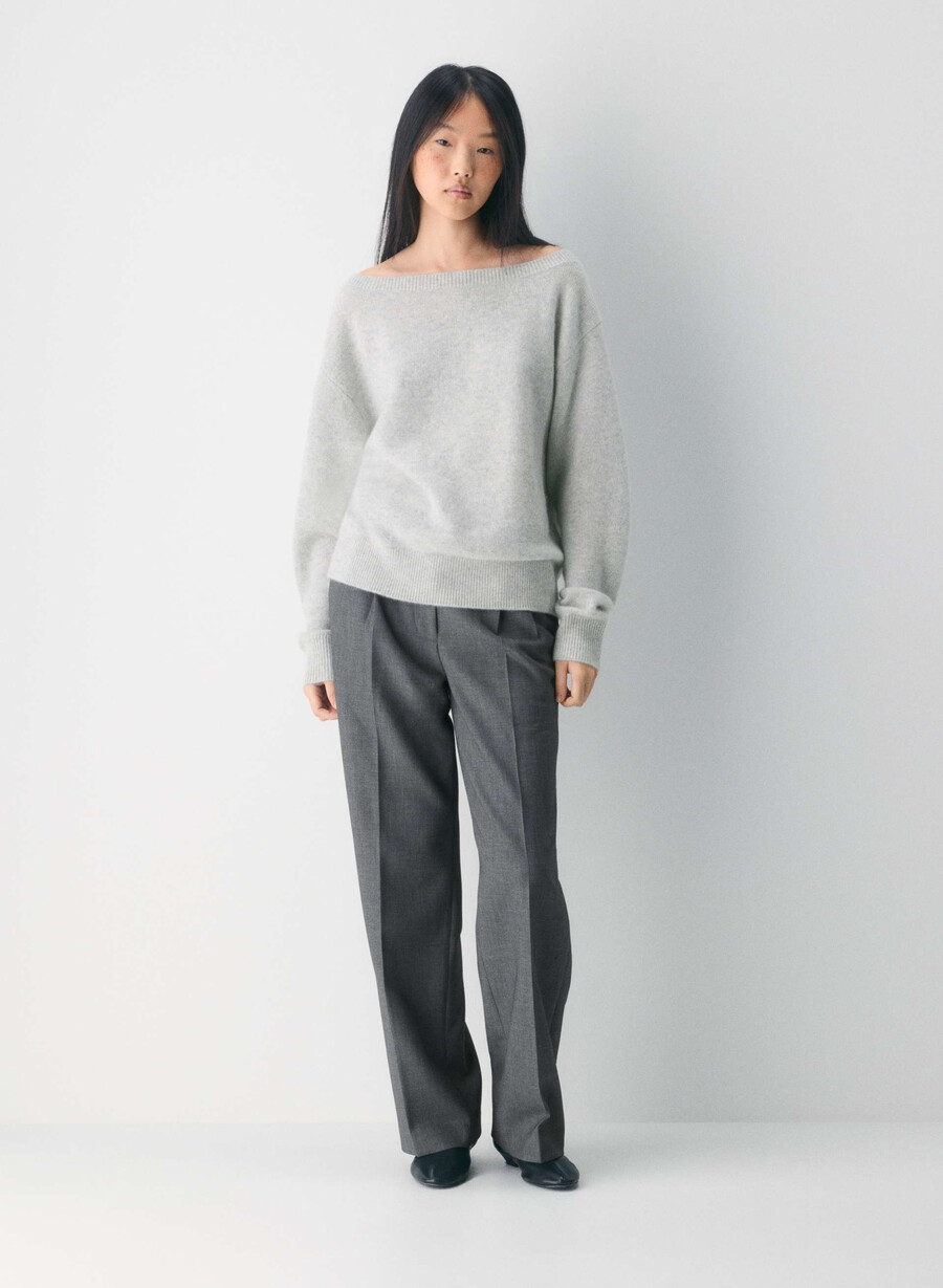 pulover esențial din cașmir nuance heather chrome