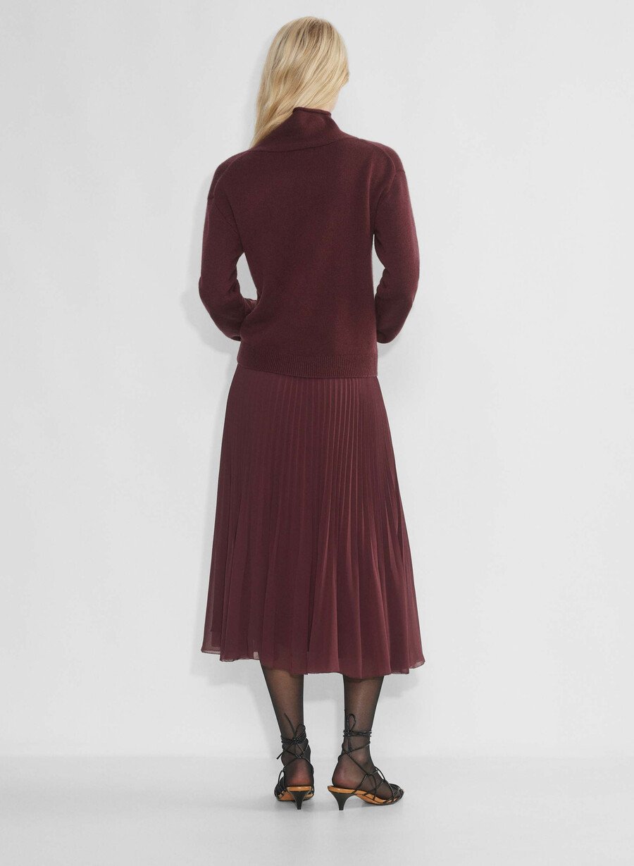 pulover din cașmir cu guler moale sumac burgundy