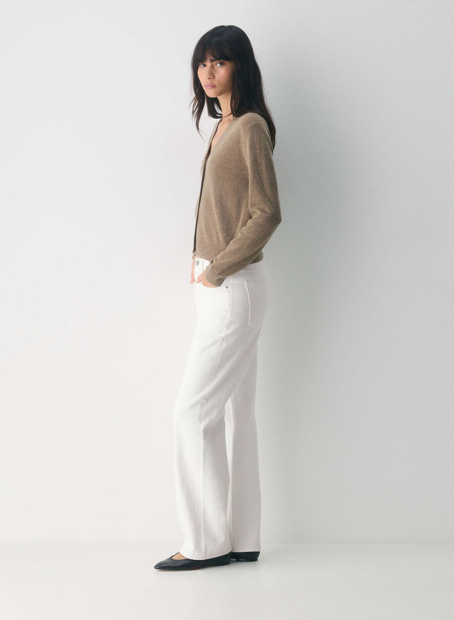 cardigan bare cashmere cu decolteu în v maro mocha