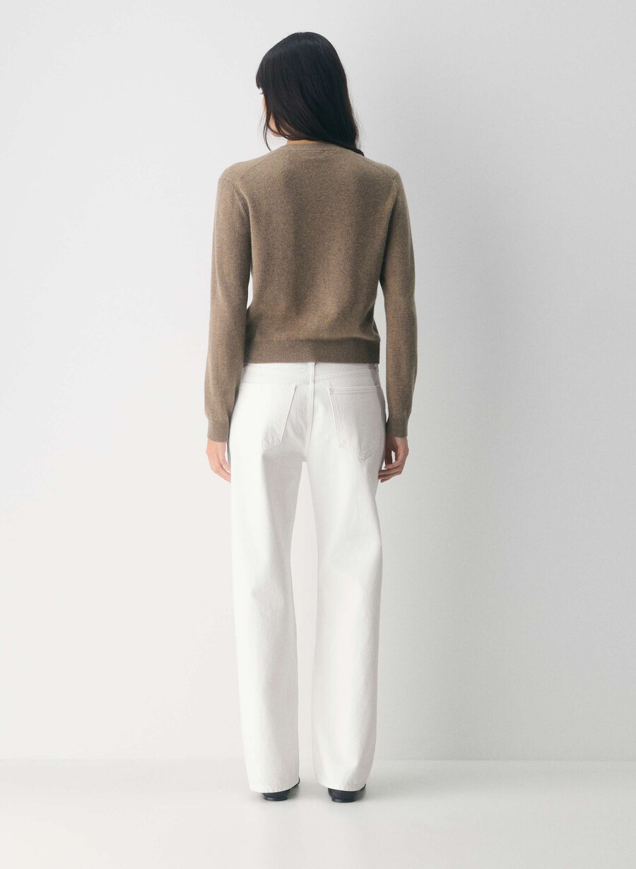 cardigan bare cashmere cu decolteu în v heather folio brown