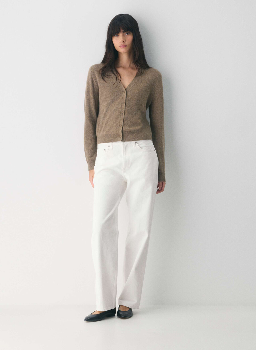 cardigan bare cashmere cu decolteu în v heather folio brown