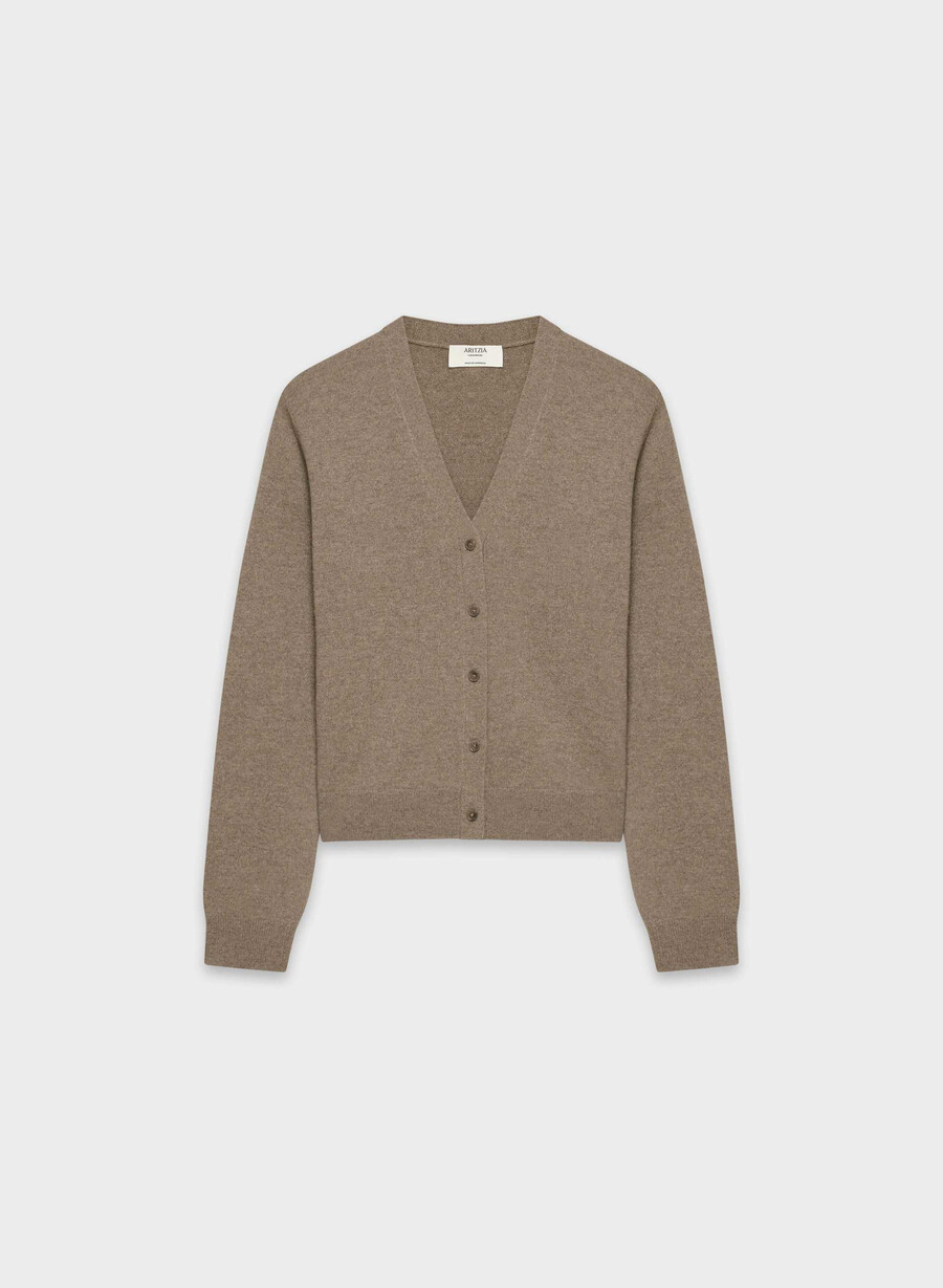 cardigan bare cashmere cu decolteu în v heather folio brown