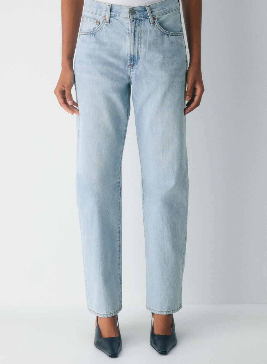 denim forum blugi largi marlo cu talie înaltă anii 90 15 ani culoare albastru-aprins