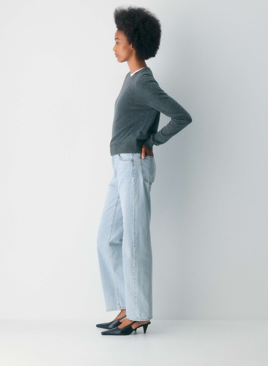 denim forum blugi largi marlo cu talie înaltă anii 90 15 ani culoare albastru-aprins