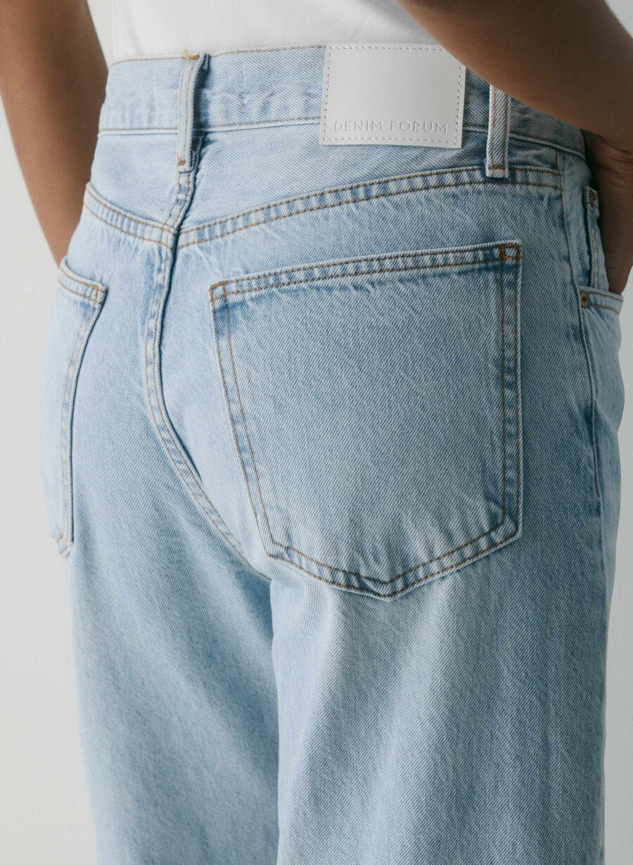 denim forum blugi largi marlo cu talie înaltă anii 90 15 ani culoare albastru-aprins