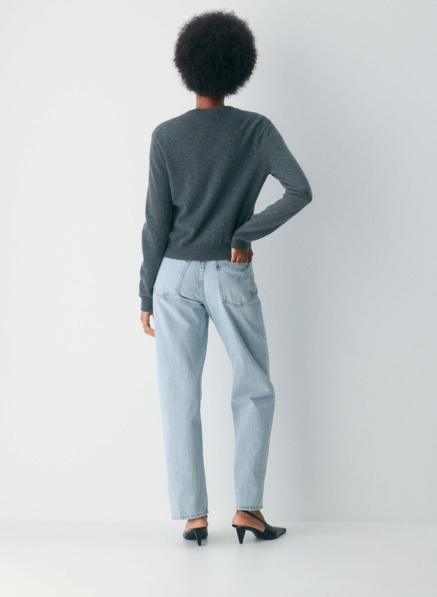 denim forum blugi largi marlo cu talie înaltă anii 90 15 ani culoare albastru-aprins