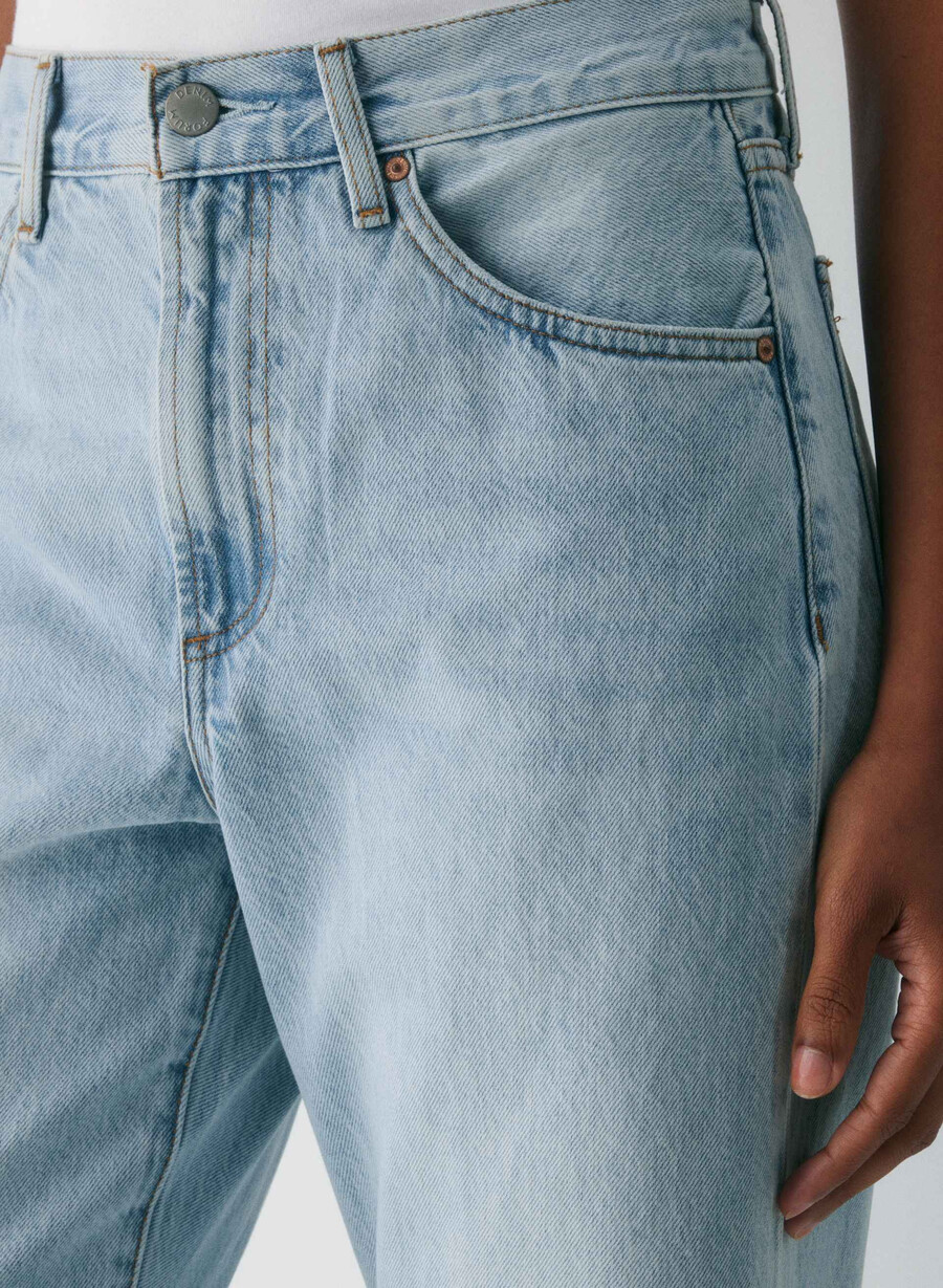 denim forum blugi largi marlo cu talie înaltă anii 90 15 ani culoare albastru-aprins