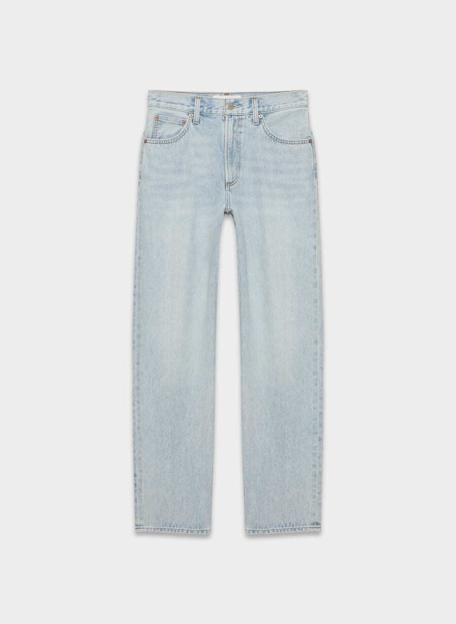 denim forum blugi largi marlo cu talie înaltă anii 90 15 ani culoare albastru-aprins