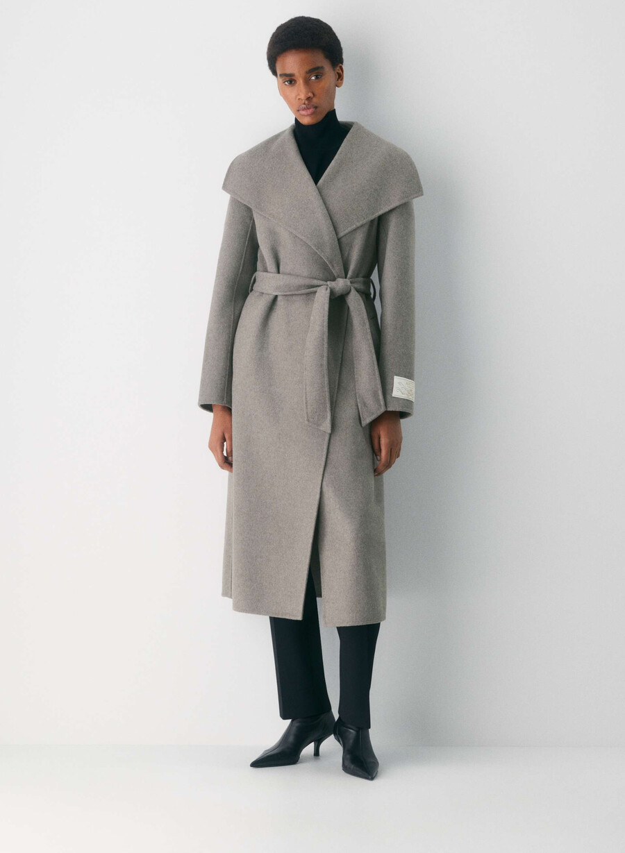 palton portfolio double face - luxe wool cashmere heather dark taupe