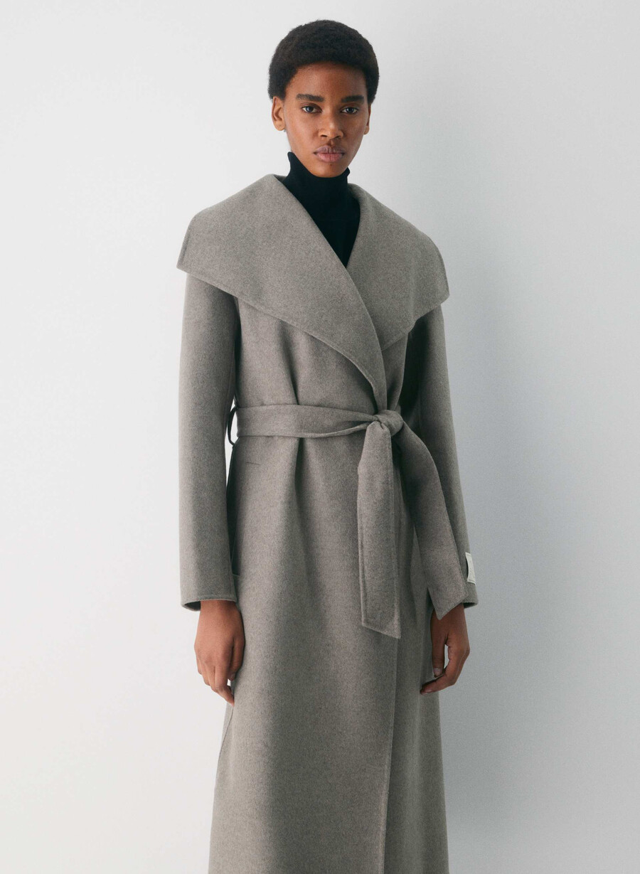 palton portfolio double face - luxe wool cashmere heather dark taupe