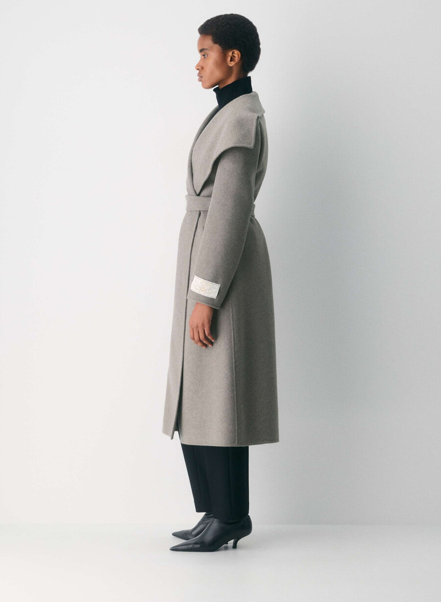 palton portfolio double face - luxe wool cashmere heather dark taupe