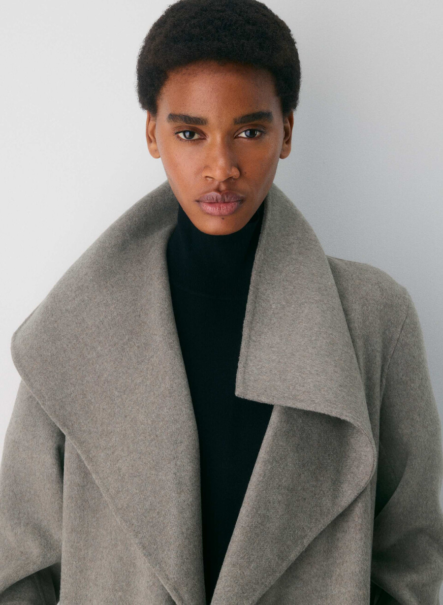 palton portfolio double face - luxe wool cashmere heather dark taupe