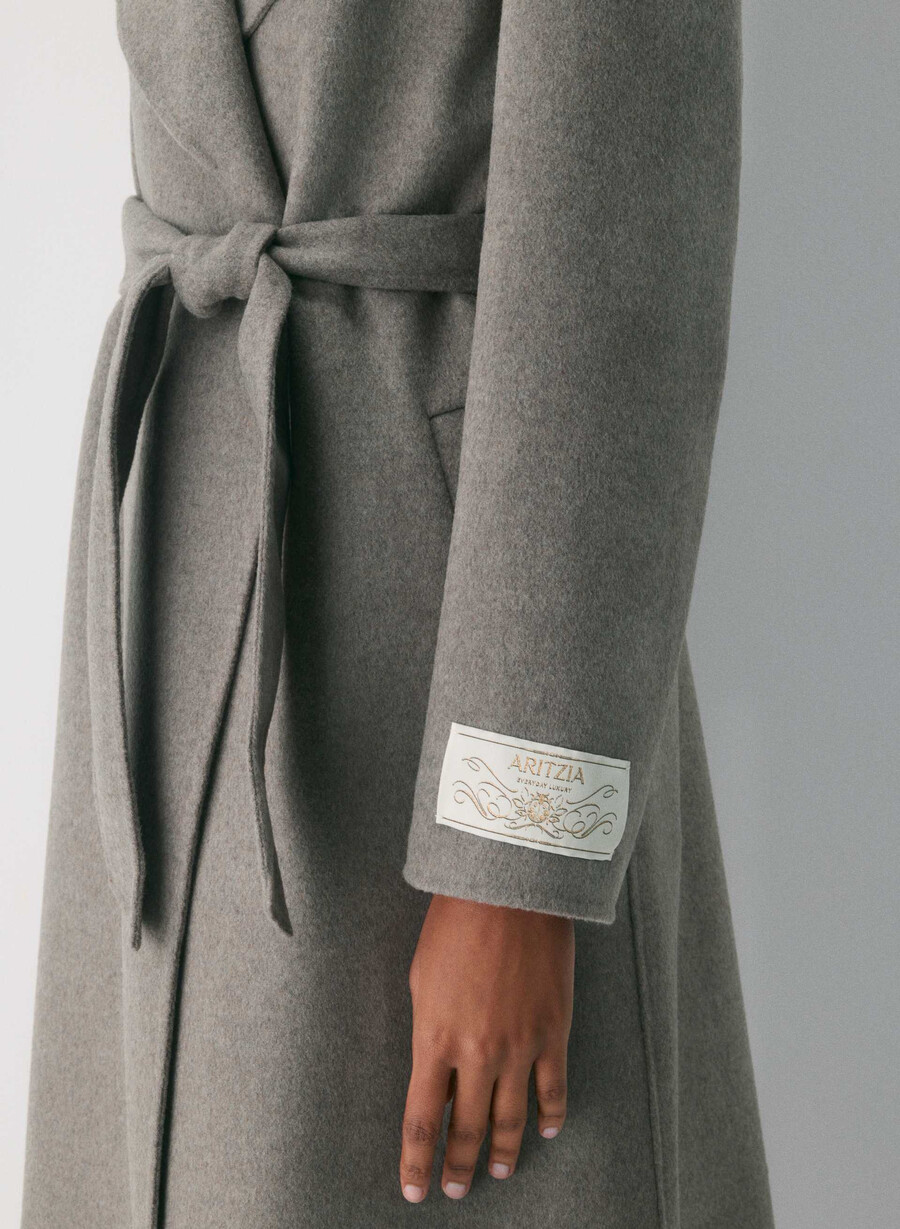 palton portfolio double face - luxe wool cashmere heather dark taupe