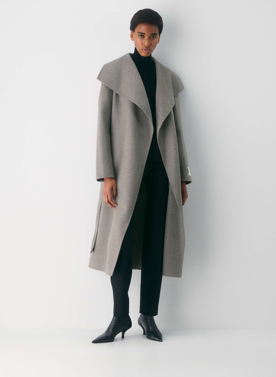 palton portfolio double face - luxe wool cashmere heather dark taupe