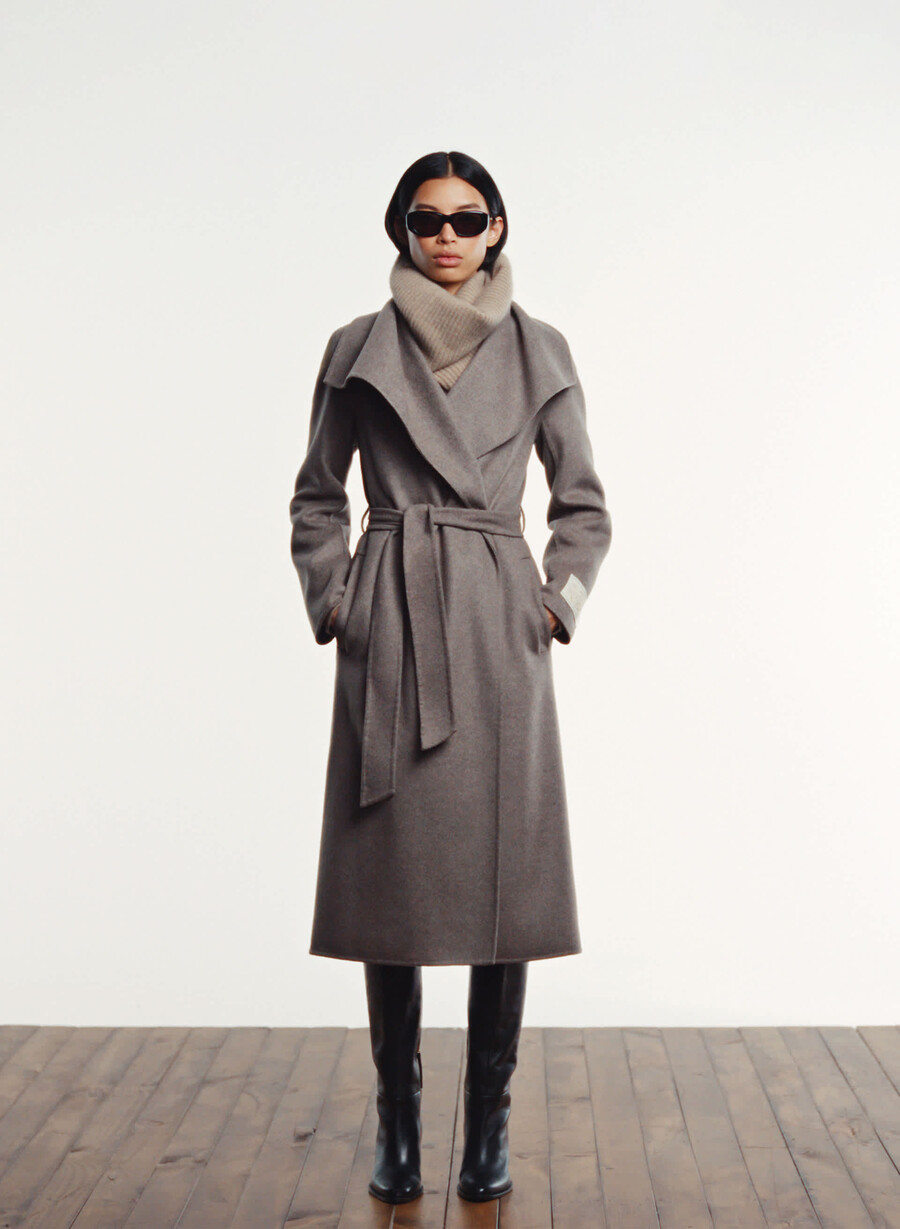 palton portfolio double face - luxe wool cashmere heather dark taupe