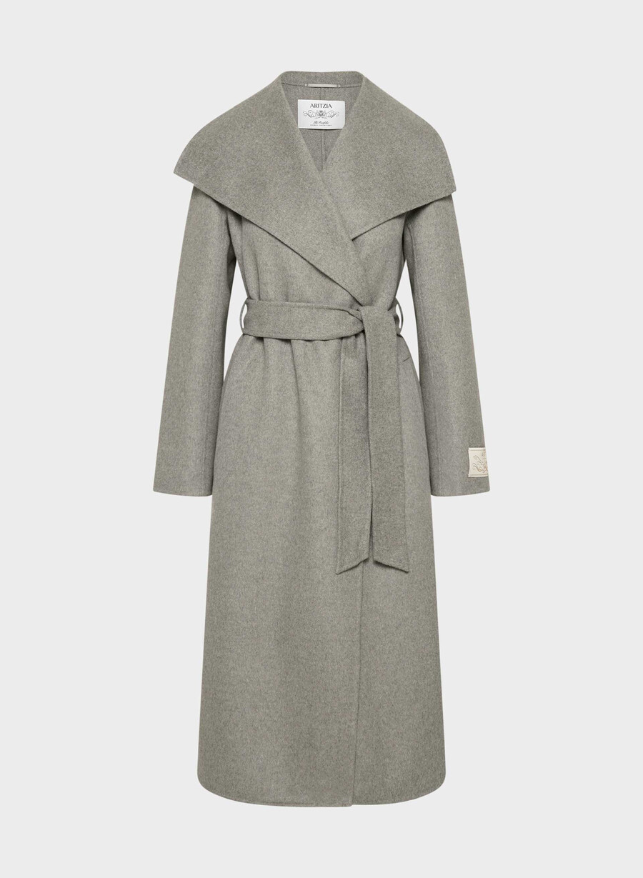 palton portfolio double face - luxe wool cashmere heather dark taupe