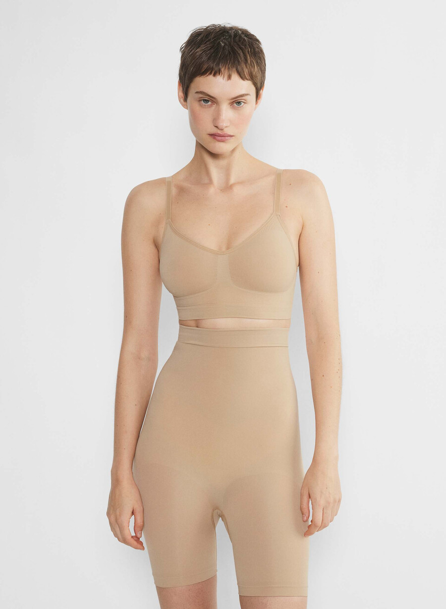 sutien shapeenhance scoop cu imprimeu de dantelă soft brown