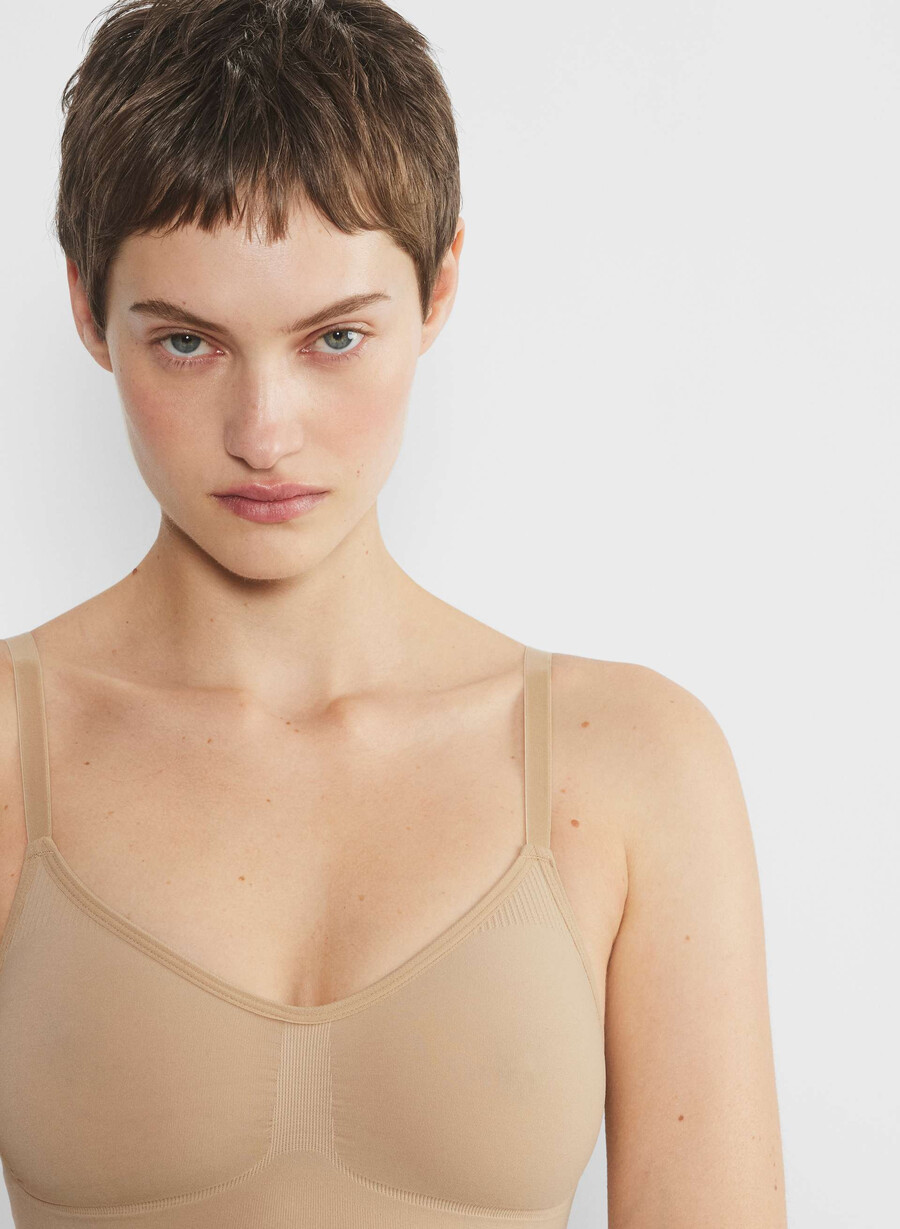 sutien shapeenhance scoop cu imprimeu de dantelă soft brown