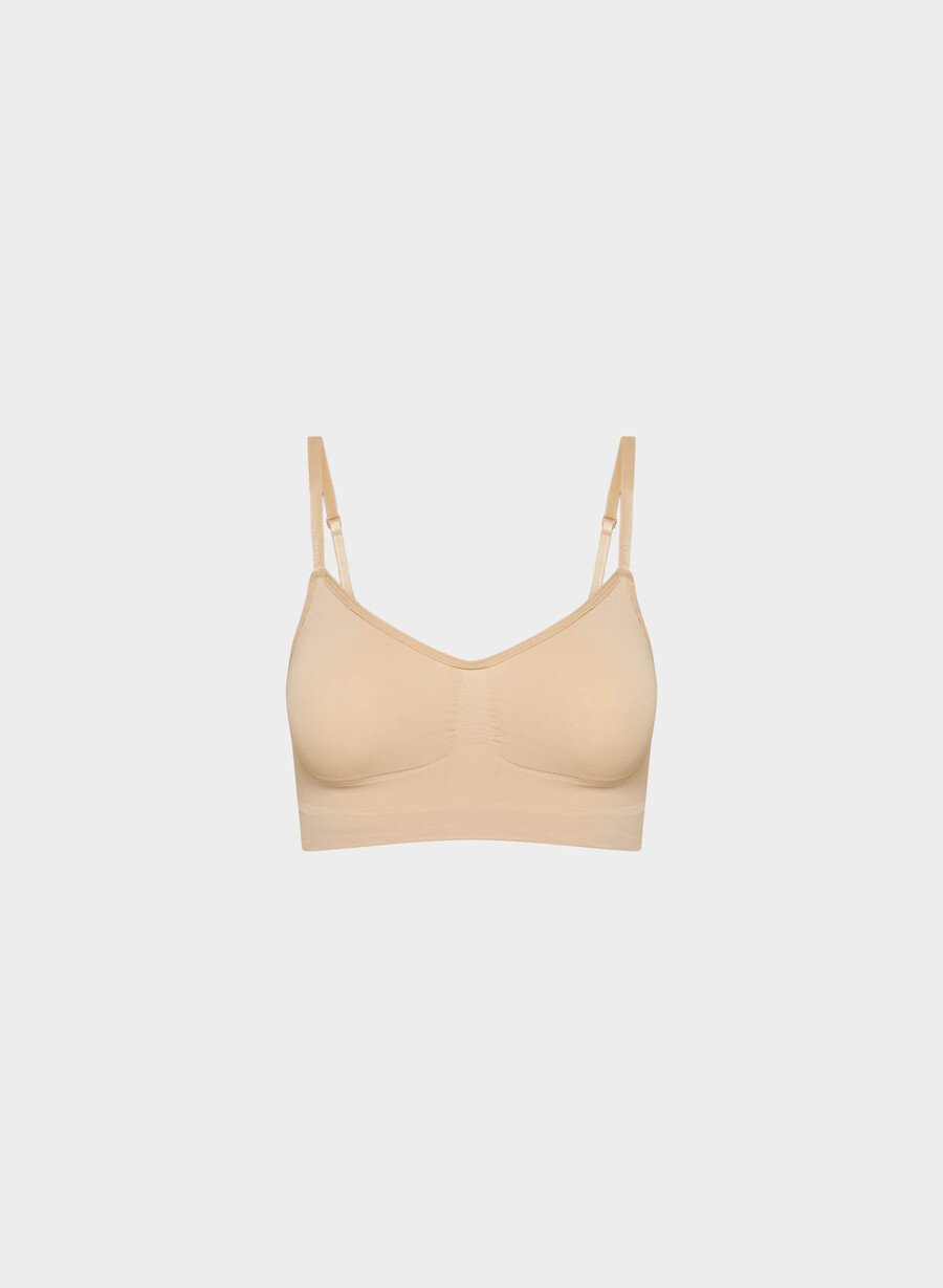 sutien shapeenhance scoop cu imprimeu de dantelă soft brown