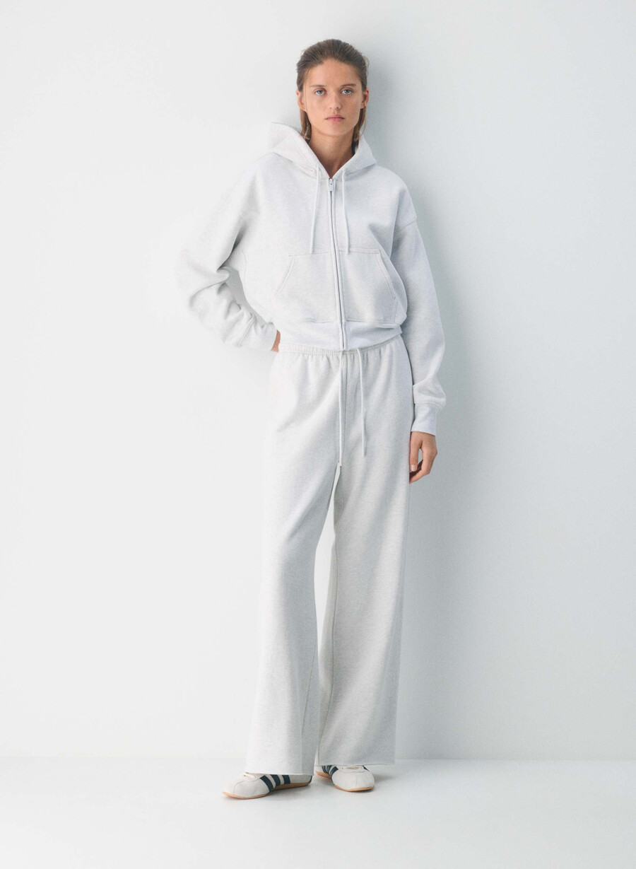 pantaloni de trening confortabili din fleece mega flutter alb-negru