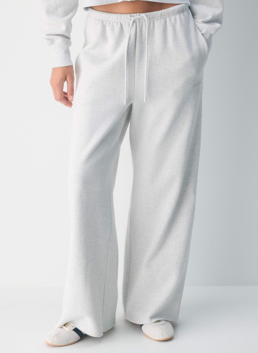 pantaloni de trening confortabili din fleece mega flutter alb-negru