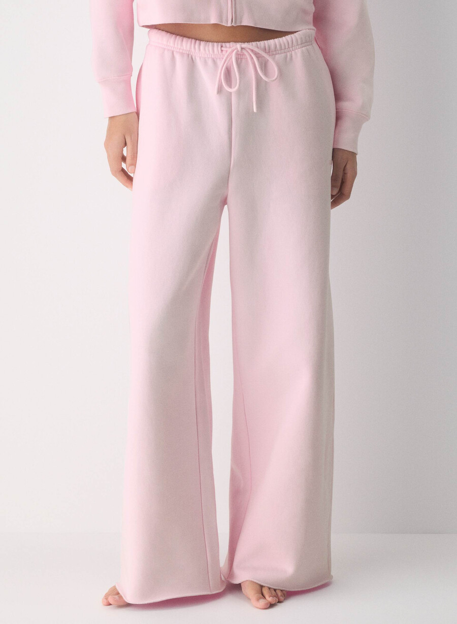pantaloni de trening confortabili din fleece mega flutter villa pink