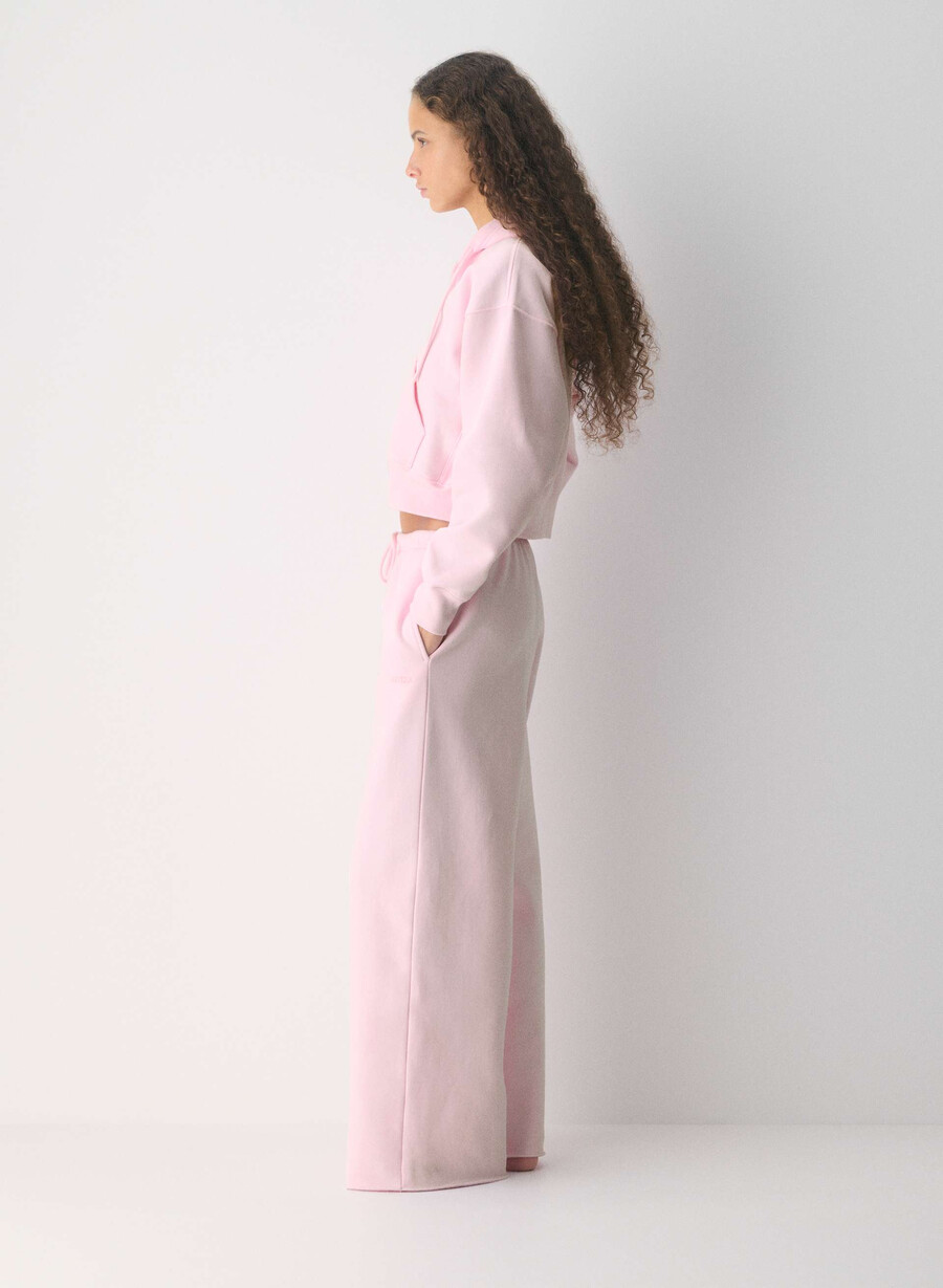 pantaloni de trening confortabili din fleece mega flutter villa pink