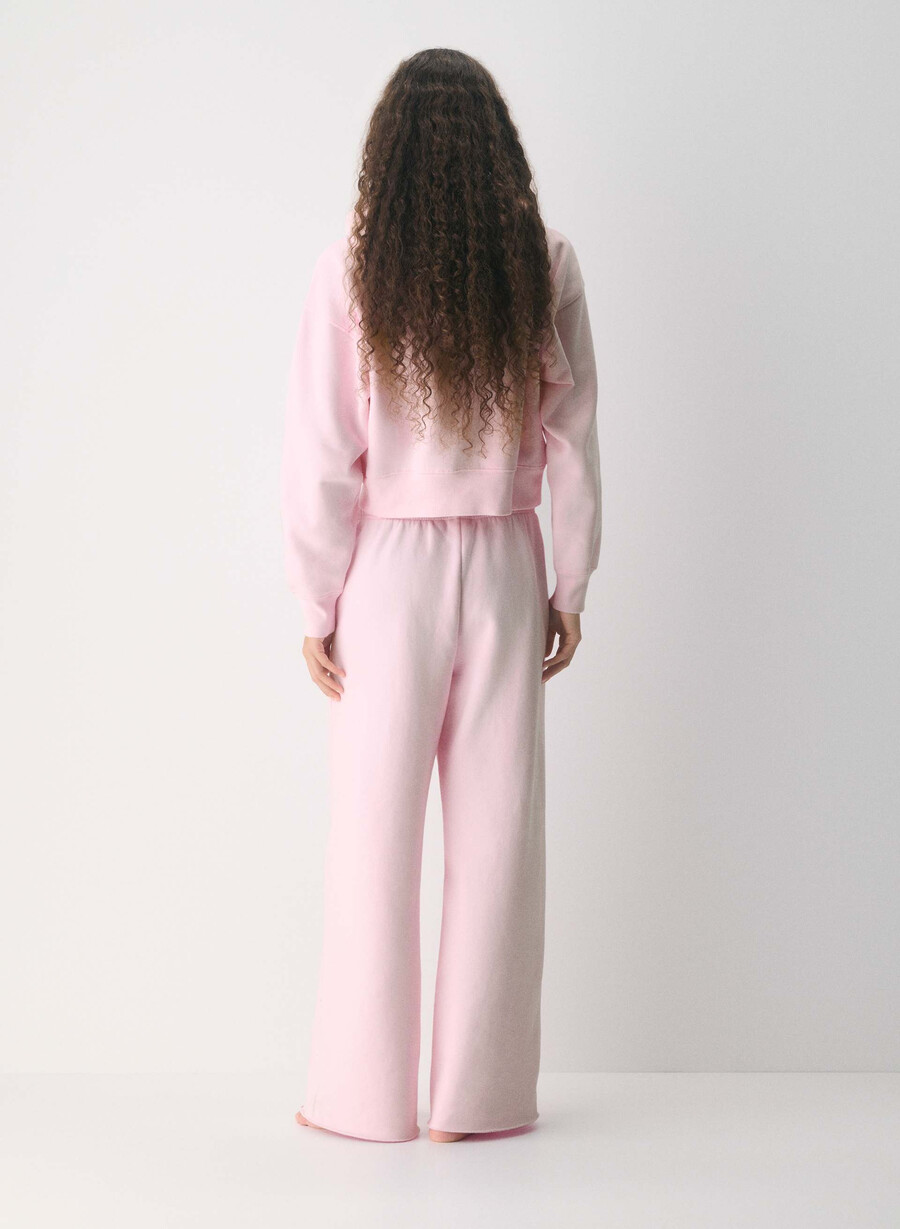 pantaloni de trening confortabili din fleece mega flutter villa pink