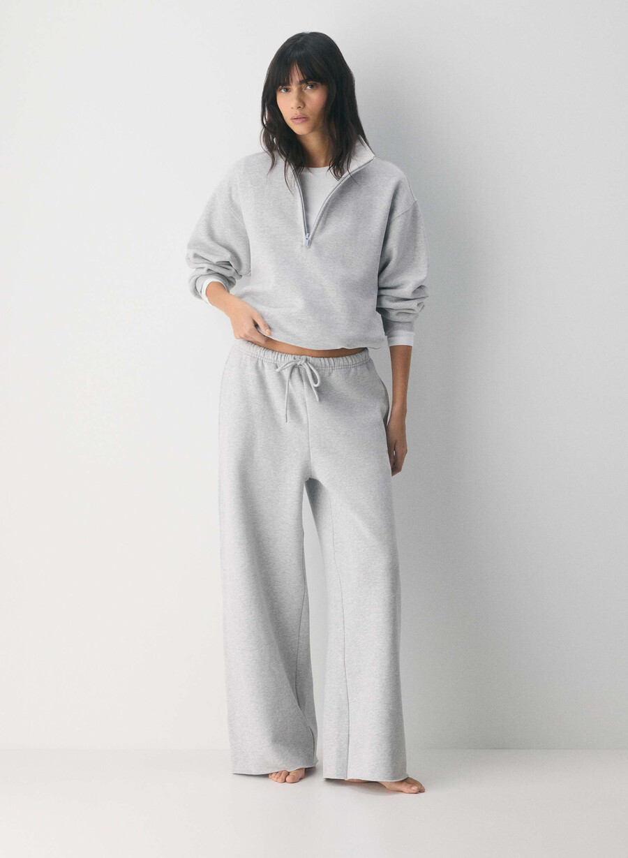 pantaloni de trening cozy sweatfleece mega flutter heather chrome