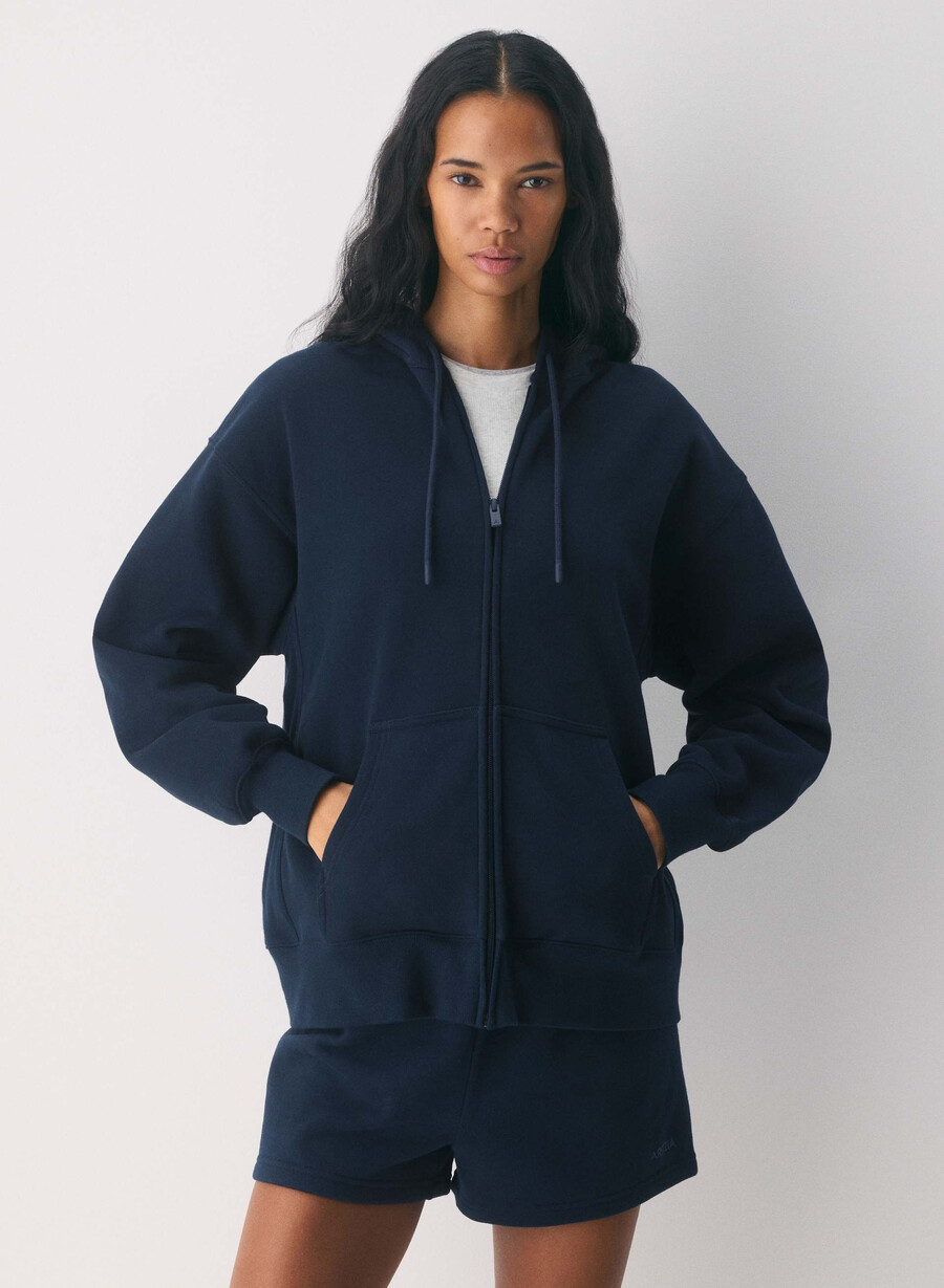 hanorac confortabil cu fermoar tip boyfriend model sweatfleece admiral