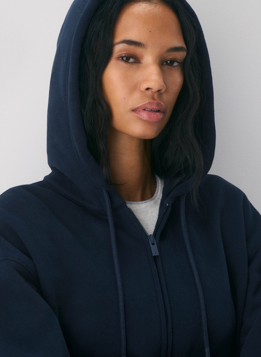 hanorac confortabil cu fermoar tip boyfriend model sweatfleece admiral