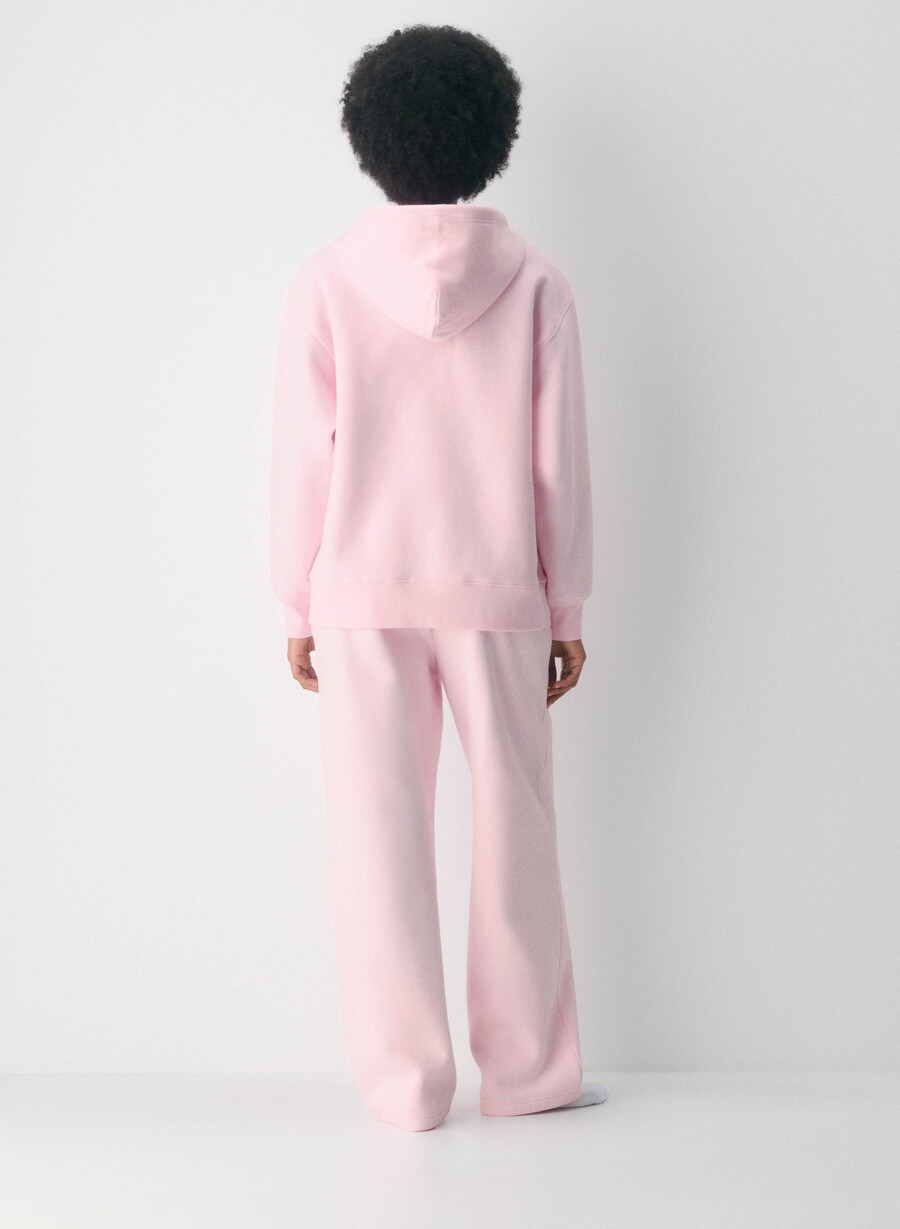 hanorac confortabil cu fermoar din fleece boyfriend villa pink